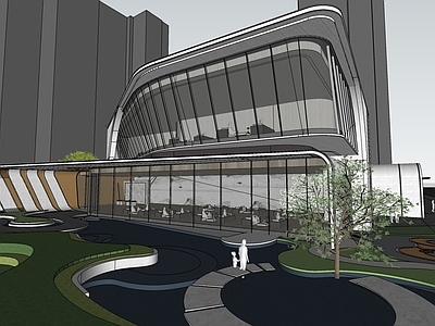 现代新中式售楼处建筑 商业 售楼处