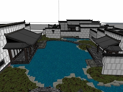 现代新中式商场建筑 商业多层 商场门头