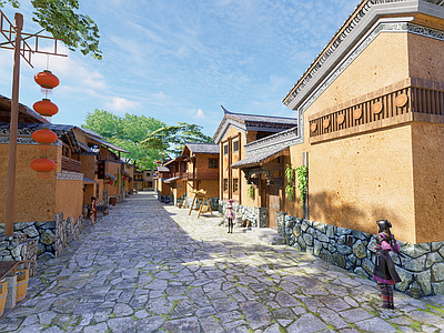 现代新中式古建筑 仿古建筑 乡村建筑 古建筑群 土楼建筑 古代建筑
