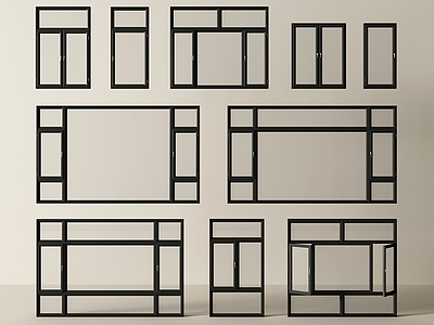 现代平开窗 窗户 平开窗 落地窗 阳台窗 窗子