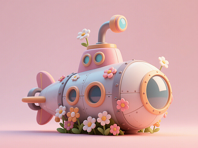 现代儿童游乐空间 鲜花潜水艇 艺术装置 景观雕塑小品 商业美陈 儿童活动区