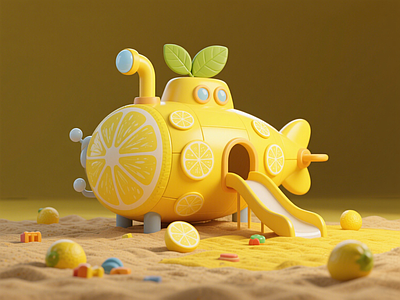 儿童滑梯 柠檬潜水艇 淘气堡 艺术装置 景观互动雕塑小品 儿童活动区