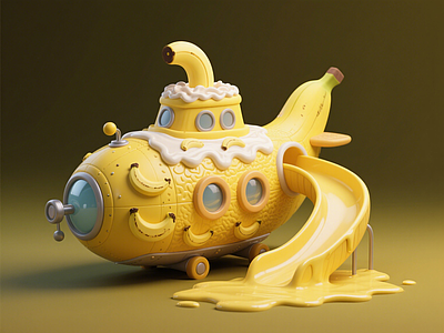 现代儿童游乐空间 香蕉潜水艇 儿童活动区 艺术装置 景观雕塑小品 滑梯淘气堡