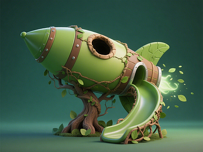 现代儿童游乐空间 森林火箭滑梯 儿童活动区 艺术装置 艺术装置雕塑小品 淘气堡