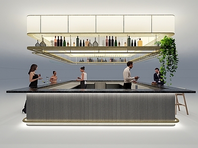 现代新中式酒店餐厅 吧台 行政酒廊 酒吧 服务台 取餐台