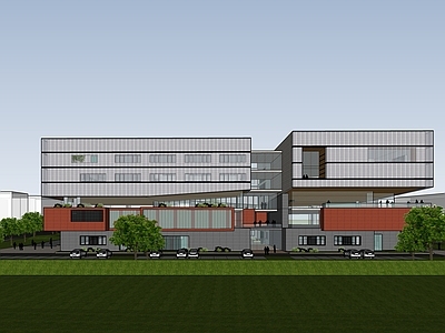 现代极简学校建筑 实训楼 大学建筑 现代教学楼