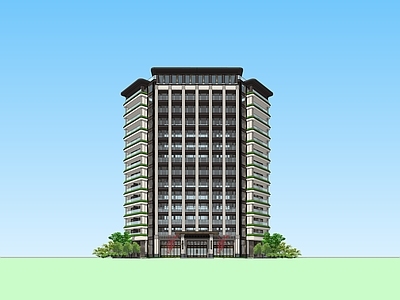 新中式现代酒店建筑 中式建筑 酒店 公寓