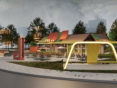 现代烧烤店 景观 建筑