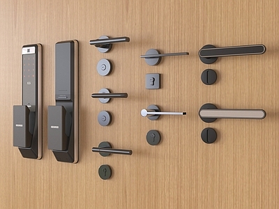 锁 钥匙 现代指纹锁 密码锁 电子锁 防盗门锁 智能锁 门把手