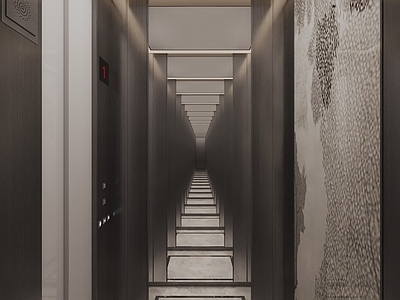 现代电梯间 现代电梯轿厢 电梯轿厢