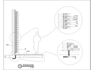 路侧绿化带景观 垂直绿化 植物墙 施工图