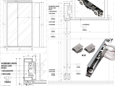 玻璃门节点 幽灵门玻璃移门 幽灵移门 施工图