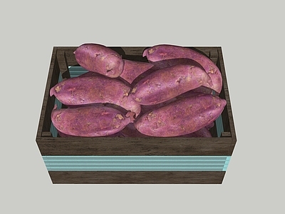水果蔬菜 蔬菜 红薯 木框 箱子