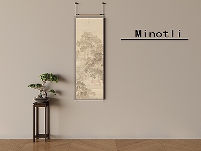 中式挂画 花几花架盆景盆栽 宋氏挂画装饰画