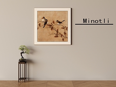 中式挂画 花几花架盆景盆栽 中式挂画装饰画