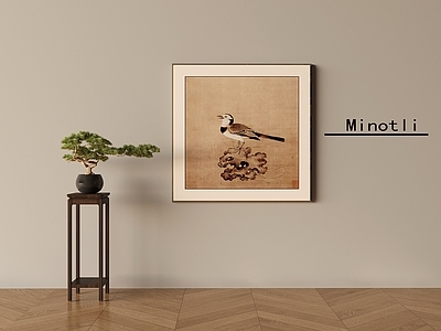 中式挂画 花几花架盆景盆栽 宋氏挂画装饰画