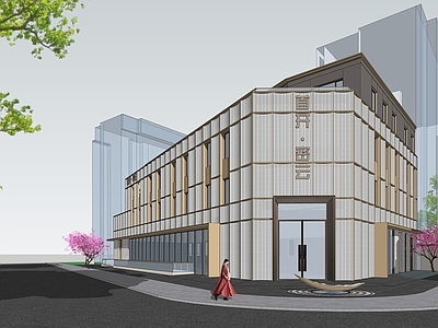 现代极简酒店建筑 多层商业 临时售楼处 售楼处