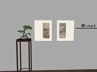 中式花几 花几花架盆景盆栽 中式挂画装饰画 中式实木花几