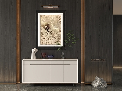 现代新中式玄关柜 端景柜玄关柜 边柜 挂画 饰品