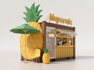 集装箱 菠萝集装箱店铺 奶茶店 饮料店 商业快闪美陈