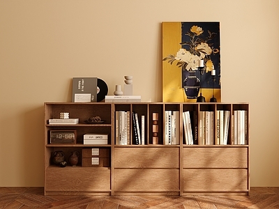 中古复古书柜 中古风边柜 书柜