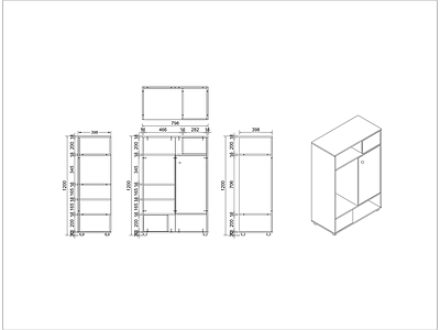 现代柜子 柜子立面图 文件柜 书柜 三视图 施工图