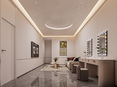 奶油简约休息区 奶油 休闲试衣间 化妆间