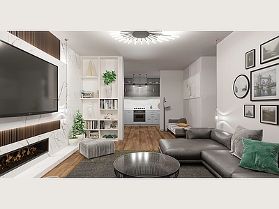 现代极简公寓 整体户型方案 现代简约住宅 工业风客餐厅 简约风住宅 全屋定制方案