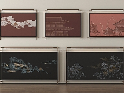 新中式背景墙 新中式背景墙 背景墙装饰画 装饰挂画