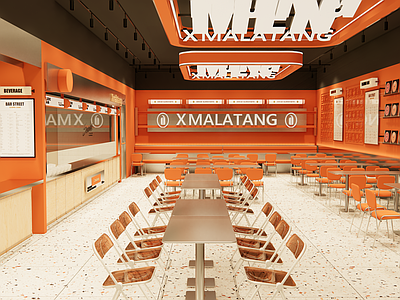 现代简约火锅店 现代餐饮设计 小吃店设计 火锅店设计 现代麻辣烫设计 快餐店设计
