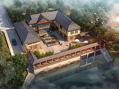 新中式四合院 园林小景