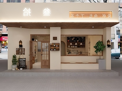 现代甜品面包店 现代甜品面包店门 门头门面