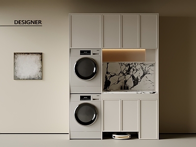 现代中古洗衣机柜 阳台柜 洗衣机 扫地机