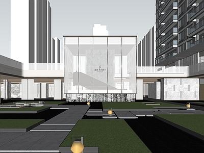现代轻奢小区景观 成都龙湖天府晴川 示范区建筑景观 入口前场门楼 汀步 水院景观