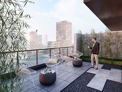 现代新中式屋顶花园 屋顶花园