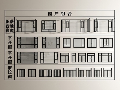 现代平开窗 窗户 平开窗 落地窗 推拉窗 窗
