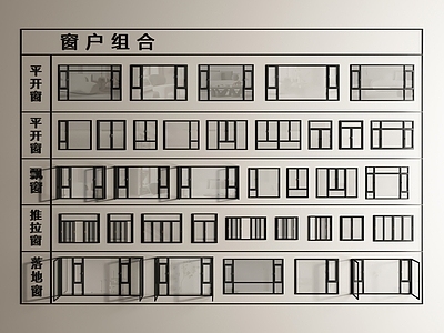 现代平开窗 窗户 窗 平开窗 落地窗 推拉窗