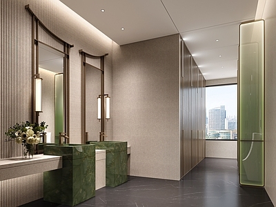 轻奢公共卫生间 卫生间标识