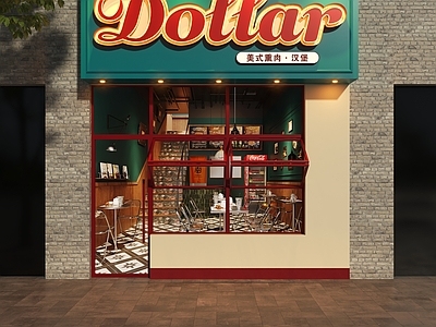 美式门头 汉堡店门头 美式门头 美式风格门头 美式汉堡店门头 门头设计