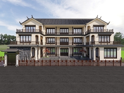 新中式中式四合院 中式四合院 中式民宿