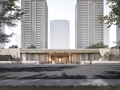 现代小区建筑 现代风格示范区 现代轻奢风格售楼 社区入口大堂 小区大门 示范区