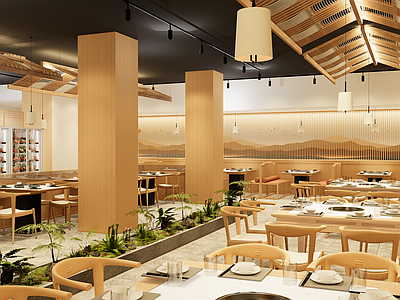 新中式原木火锅店 原木风餐饮 新中式火锅 原木风明档设计 餐饮设计 庭院风餐饮
