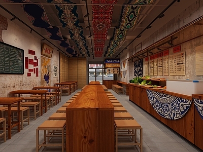 复古中古快餐店 复古破旧餐饮米线 餐饮