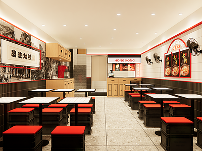 复古工业茶餐厅 港风复古茶餐厅 工业风餐饮设计 港式复古餐厅 90年代怀旧复古 复古小吃店设计