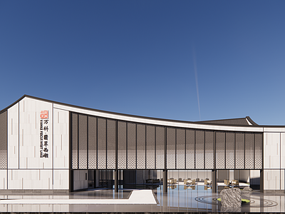 新中式售楼处建筑 新中式售楼部 会所