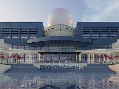 现代新中式游客中心 游客中心 花阶 广场