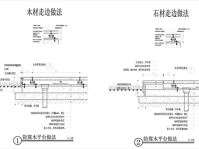 景观节点 防腐木地台详图 施工图