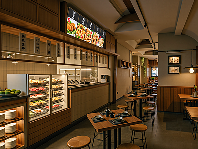 原木中餐厅 原木现代中餐厅 中餐厅明档 现代风格小吃店