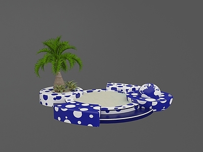 现代其他景观小品 沙滩泳池 网红沙滩景观