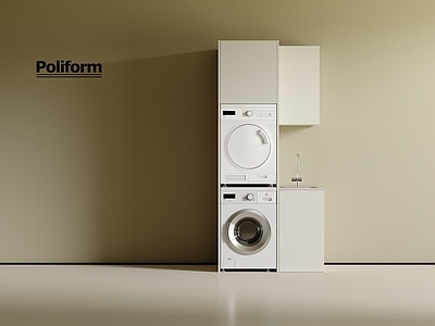 奶油原木洗衣机柜 阳台柜 洗衣机